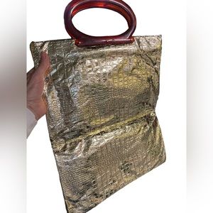 VINTAGE Gold foldable handbag style purse great condition